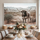 Texas Longhorn Bull Wall Art Canvas Print, Western Farmhouse