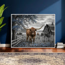 Texas Longhorn Canvas Wall Art, Rustic Farm Barn Bluebonnet by MyGreatCanvas | Canvas Wall Art Prints | Photo Prints & Wall Decor