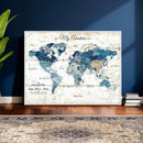 Watercolor World Map Canvas Wall Art Print – Abstract