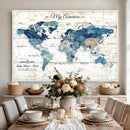 Watercolor World Map Canvas Wall Art Print – Abstract