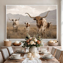 Rustic Texas Longhorn Cow Canvas Wall Art Print, Rustic Farm Animal Photography Print, Farmhouse Country Decor, Western Ranch Art