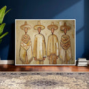 Mexican Folk Art Canvas Wall Art, Charro Poncho Sombrero Painting Print, Neutral Beige Boho Decor, Southwestern Impasto Style, Living Room Art by MyGreatCanvas | Canvas Wall Art Prints | Photo Prints & Wall Decor