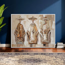 Mexican Folk Art Canvas Wall Art, Charro Poncho Sombrero Painting Print, Neutral Beige Boho Decor, Southwestern Impasto Style, Living Room Art by MyGreatCanvas | Canvas Wall Art Prints | Photo Prints & Wall Decor