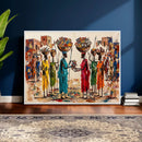 African Folk Art Canvas Wall Art, Colorful African Women Village Painting Print, Tribal Ethnic Home Decor, Vibrant African Art, Living Room by MyGreatCanvas | Canvas Wall Art Prints | Photo Prints & Wall Decor