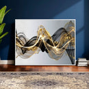Black and Gold Abstract Wall Art, Modern Wave Canvas Print, Elegant Flowing Smoke Art, Luxury Living Room Decor by MyGreatCanvas | Canvas Wall Art Prints | Photo Prints & Wall Decor