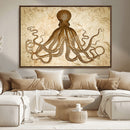 Sepia Octopus Wall Art Abstract Animal Canvas Print