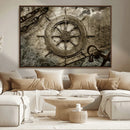 Wooden Ship Wheel Canvas Print, Multi Panel Canvas Wall Art