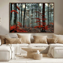 Autumn Forest Wall Art – Enchanting Red Leaves Canvas Print,