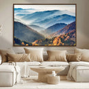 Misty Mountain Sunrise Triptych Canvas Print – Autumn