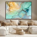 Abstract Aqua and Gold Fluid Wall Art Canvas | 3 Panel Large by MyGreatCanvas | Canvas Wall Art Prints | Photo Prints & Wall Decor