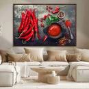 Red Chili Peppers Wall Art Kitchen Artwork Canvas Print