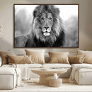 Black and White Lion Canvas Wall Art – Animal Print Artwork