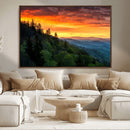 Forest Landscape Wall Art Sunset Canvas, Forest Sunset