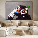 Dj Monkey Listening to Music Wall Art Print | Banksy Monkey by MyGreatCanvas | Canvas Wall Art Prints | Photo Prints & Wall Decor