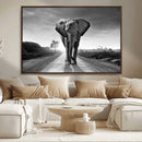 Black and White Elephant Wall Art Canvas Print