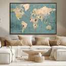 Classic World Map Canvas Print – Framed Vintage Map Wall