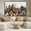 Abstract Wood Panel Effect Mountain Range Top Wall Art