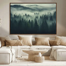 Misty Forest Wall Art Premium Canvas Print a Foggy and