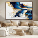 Gold Marble Art - Abstract Geode Gold And Blue Marble Shape