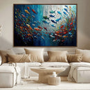Modern Abstract Fish Shoal Wall Art Canvas Print, Colorful