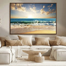 Golden Sunset Beach Triptych Canvas Wall Art for Living Room