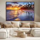 Serene Beach Sunset Wall Art Canvas- Coastal Seascape Print