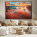 Sunset Beach Wall Art | Ocean Canvas Print | Coastal Wall