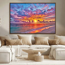 Vibrant Sunset Beach Wall Art - Ocean Sunset Canvas Print |