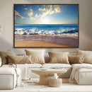 Serene Ocean Sunset Canvas Wall Art - Beach Waves at Sunset,