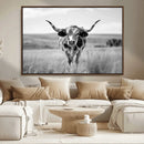 Texas Cow Longhorn Wall Art Canvas Print for Farm House Wall