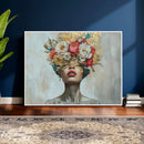 Golden Petal Wall Art Canvas Print - Silhouette Woman Wall