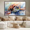Watercolor Sea Turtle Wall Art Canvas Print - Vibrant Ocean