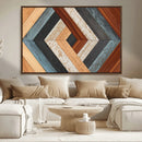 Geometric Wood Art Wall Decor Canvas Print, Rustic Wooden