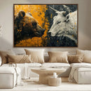 Bear and Bull Wall Art Canvas Print – Abstract Animal