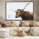 Rustic Bull Wall Art Canvas Print – Modern Longhorn