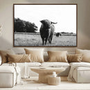 Black and White Highland Cow Wall Art Canvas Print | Rustic