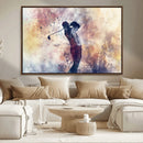 Abstract Watercolor Golf Player Wall Art Canvas Print