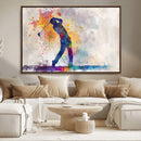 Watercolor Golf Swing Wall Art Canvas Print | Vibrant