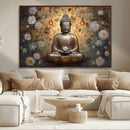 Golden Buddha Wall Art Canvas Print | Zen Meditation Floral