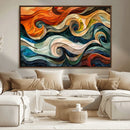 Abstract Wave Wall Art | Ready to Hang Framed Canvas Print |