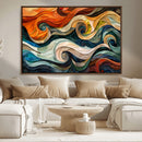 Abstract Wave Wall Art | Ready to Hang Framed Canvas Print |