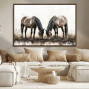 Chines Ink Style Horses Wall Art Canvas Print