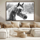 Black Horse Winter Wall Art | Ready to Hang and Framed |