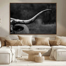 Cow Longhorn Wall Art | Black and White Print | Ready to by MyGreatCanvas | Canvas Wall Art Prints | Photo Prints & Wall Decor