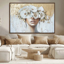 Golden Petal Wall Art - Canvas Print Flower Head Woman