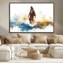 Watercolor Jesus Walking Wall Art Print, Jesus Water Canvas