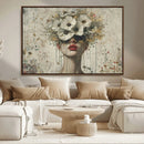 Abstract Floral Women Patel Wall Art Canvas Print