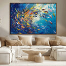 Colorful Swirling Fish School Wall Art Canvas Print |