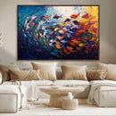 Vibrant Abstract Fish Swarm Art – Colorful Fish Inspired