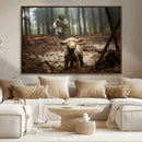 Jesus Running After a Lost Lamb Canvas Wall Art Print